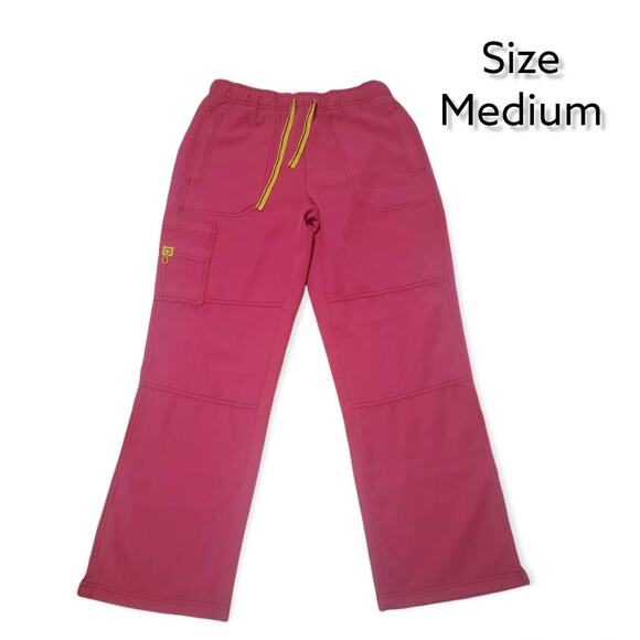 WonderWink Spread Good Cheer Stretch Sporty Cargo Scrub Pants - Strawberry Pink - Picture 5 of 5